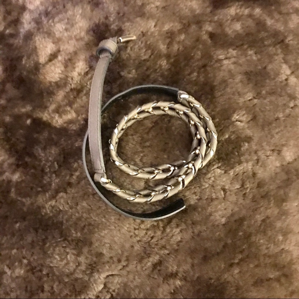 French Connection grey leather/ metal belt